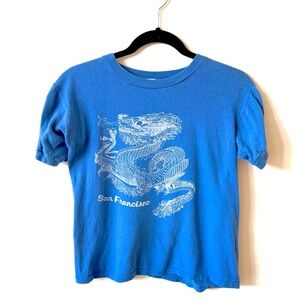 Vintage Blue San Francisco Tourist T-Shirt with Chinese Dragon